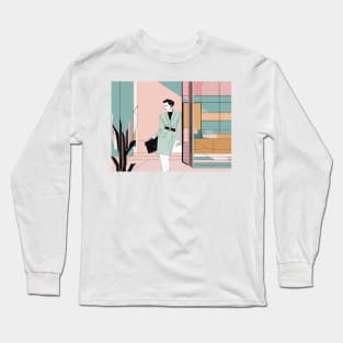 Gaea's Grace Art Deco Patrick Nagel 80s Long Sleeve T-Shirt